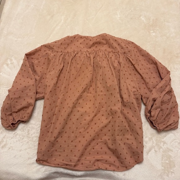 Zara Dusty Rose Polka Dot Blouse Medium - Picture 3 of 3